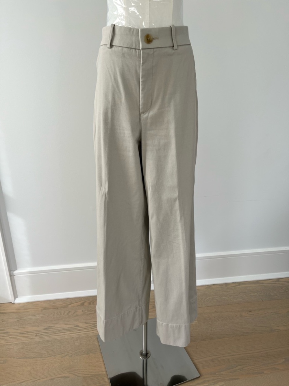 SPANX High-Rise Wide-Leg Chinos in Light Taupe